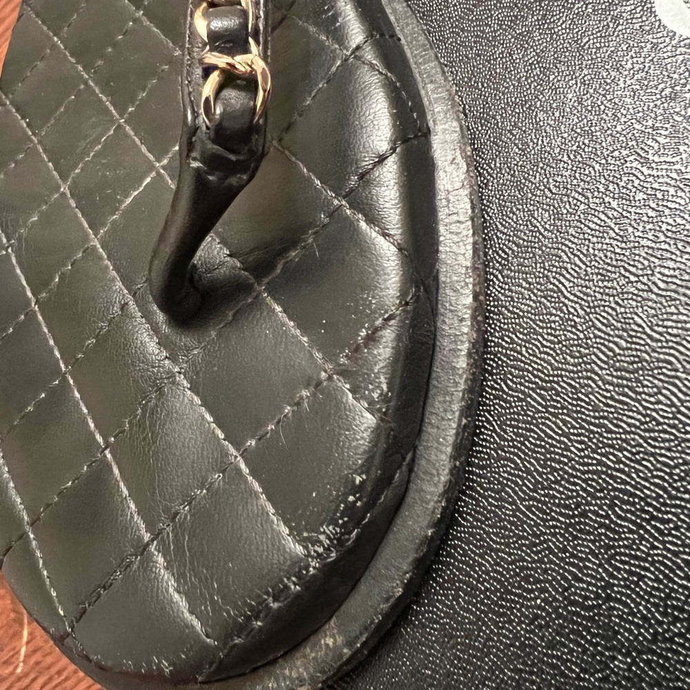 Chanel thong logo black sandals sz 39 - Picture 3 of 7